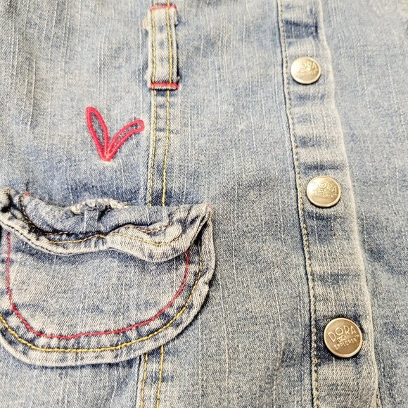 Vtg Denim Dress Embroidered D is for DORA The Explorer Sz 6 Y2K Nick Jr. READ - Picture 4 of 7